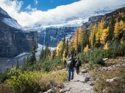 Hiking at Plain of Six Glaciers from Lake Louise, Banff National Park, Canada